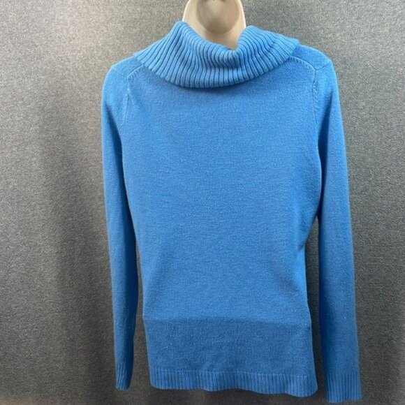 Vintage-Inspired Blue‎ Knit Cowl Neck Pullover Sweater - Picture 6 of 10